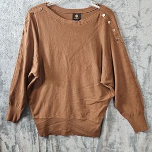 Jm Collection Women's Sz Lg Brown Sweater Pullover Rayon Nylon